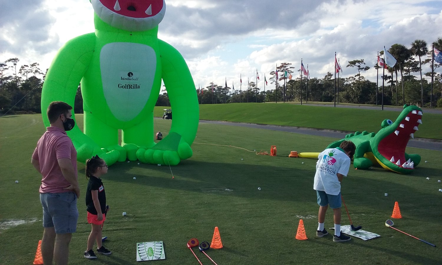 Young golfers went up against a large inflatable gorilla during the All-Star Kids Clinic.